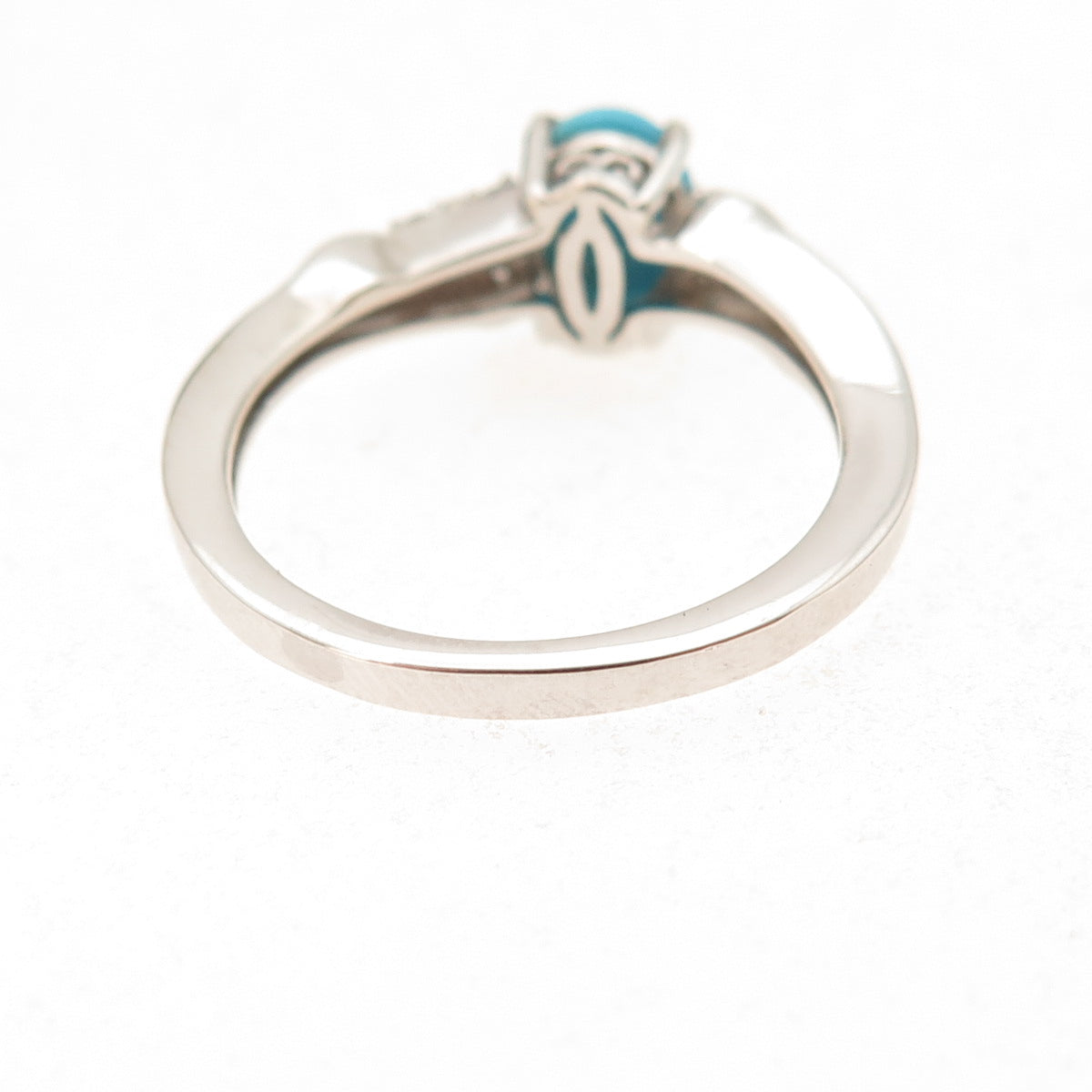 Chuck Clemency 925 Sterling Silver Real Turquoise & White Topaz Ring Size 8