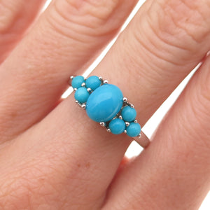 925 Sterling Silver Vintage Real Sleeping Beauty Turquoise Ring Size 8