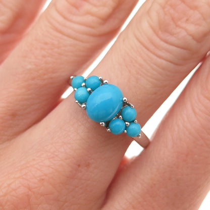 925 Sterling Silver Vintage Real Sleeping Beauty Turquoise Ring Size 8