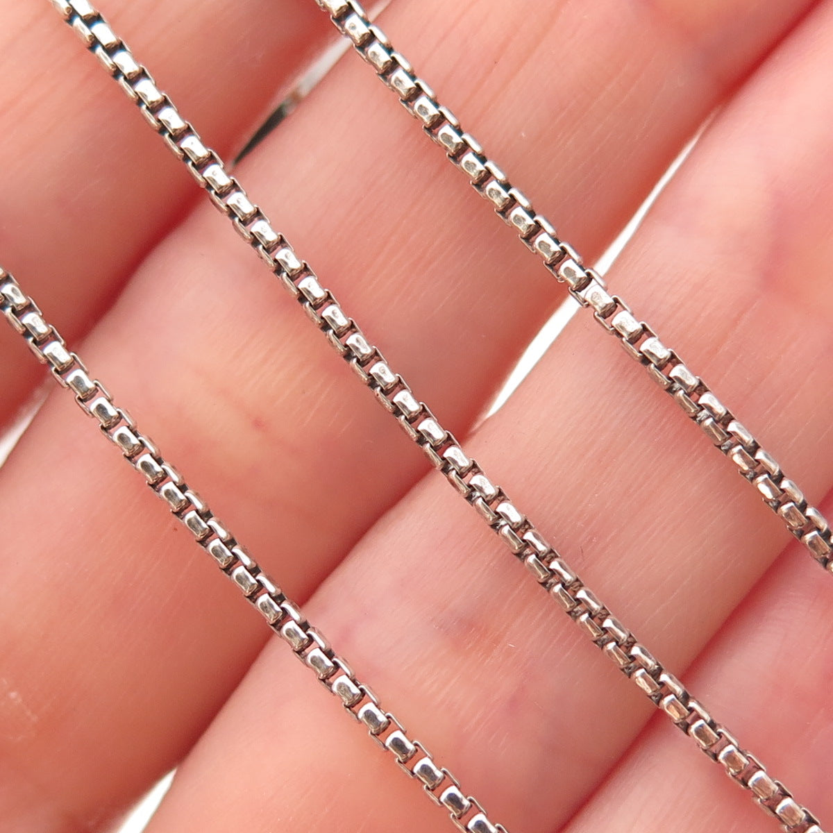 925 Sterling Silver Vintage Round Box Chain Necklace 18"