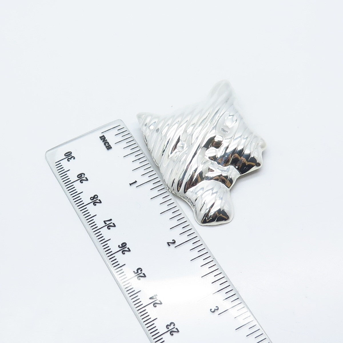 925 Sterling Silver Vintage Mexico Modernist Ribbed Pin Brooch