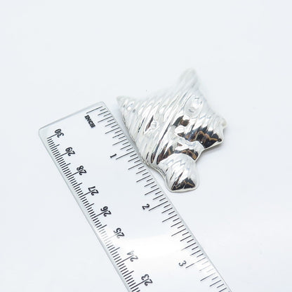 925 Sterling Silver Vintage Mexico Modernist Ribbed Pin Brooch