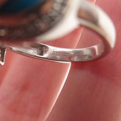 Chuck Clemency 925 Sterling Turquoise Blue White Topaz Adjustable Ring Size 7.75