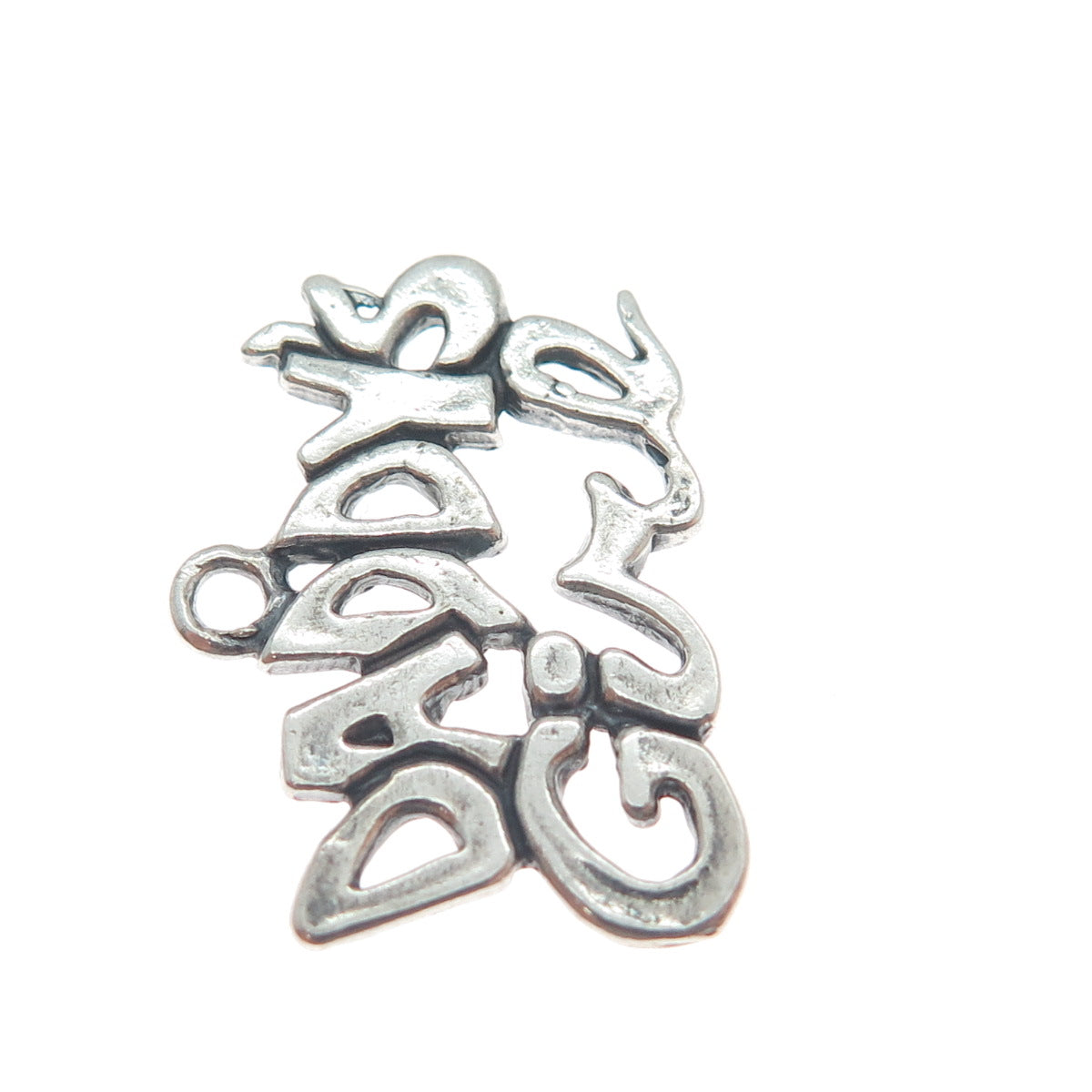 SUNDANCER 925 Sterling Silver Vintage Daddy's Girl Oxidized Mini Charm Pendant
