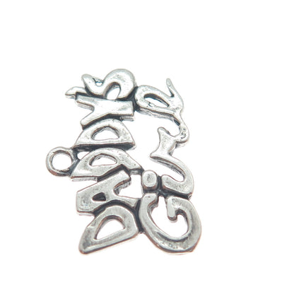 SUNDANCER 925 Sterling Silver Vintage Daddy's Girl Oxidized Mini Charm Pendant