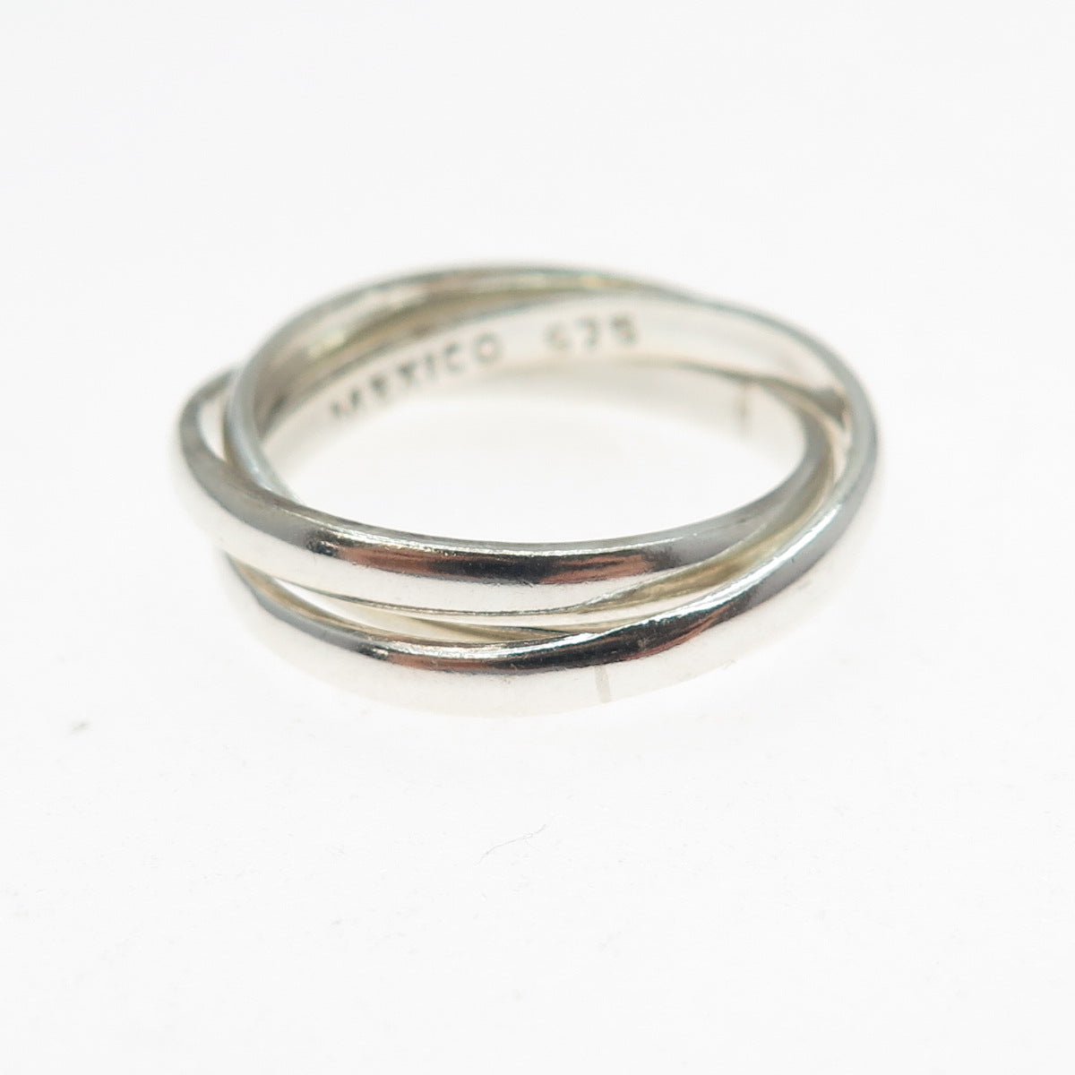 925 Sterling Silver Vintage Mexico Interlocked Trinity Band Ring Size 8
