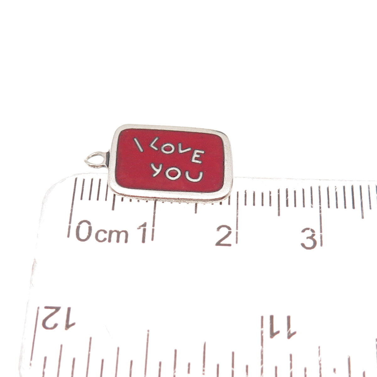 925 Sterling Silver Vintage Enamel I Love You Charm Pendant