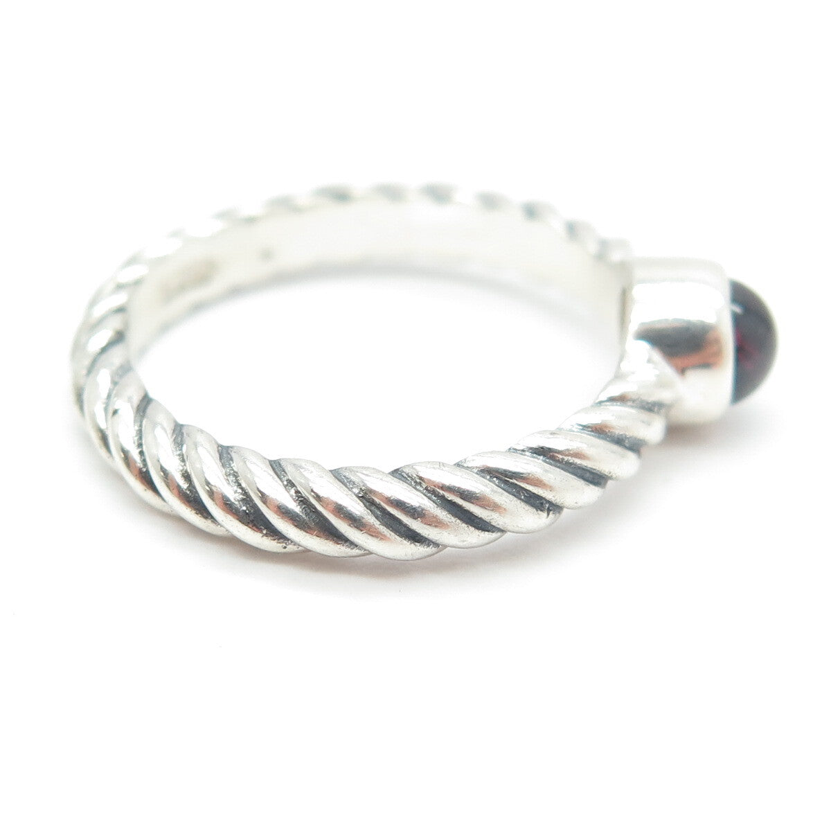925 Sterling Silver Vintage Real Tourmaline Gemstone Twisted Ring Size 8.25