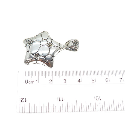 925 Sterling Silver Vintage Modernist Flower Kali Star Oxidized Charm Pendant