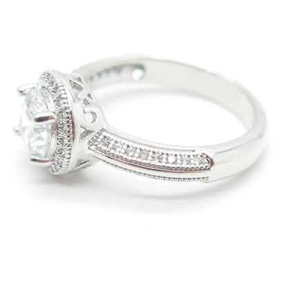 925 Sterling Silver Round-Cut Shaped C Z Ring Size 7