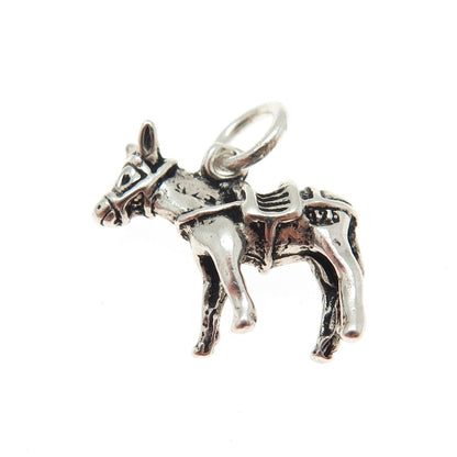 925 Sterling Silver Vintage Ponny Oxidized Minimalist 3D Charm Pendant