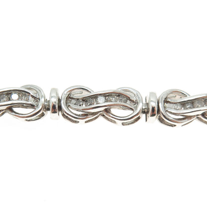 925 Sterling Silver Real Round-Cut Diamond Infinity Link Bracelet 7.25"