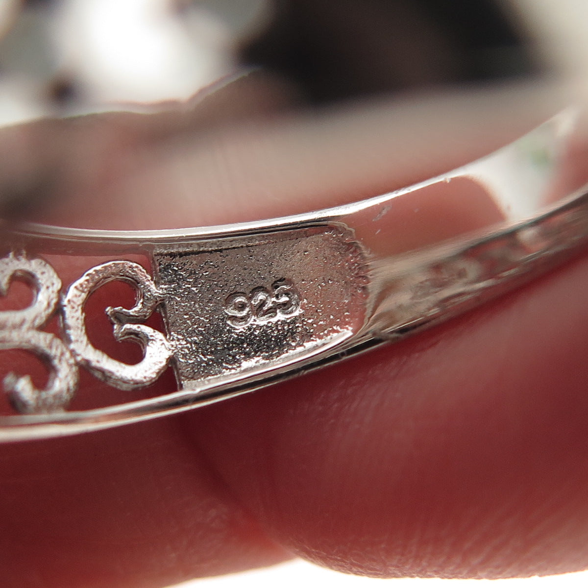 925 Sterling Silver Ornate Heart & Butterfly Band Ring Size 7