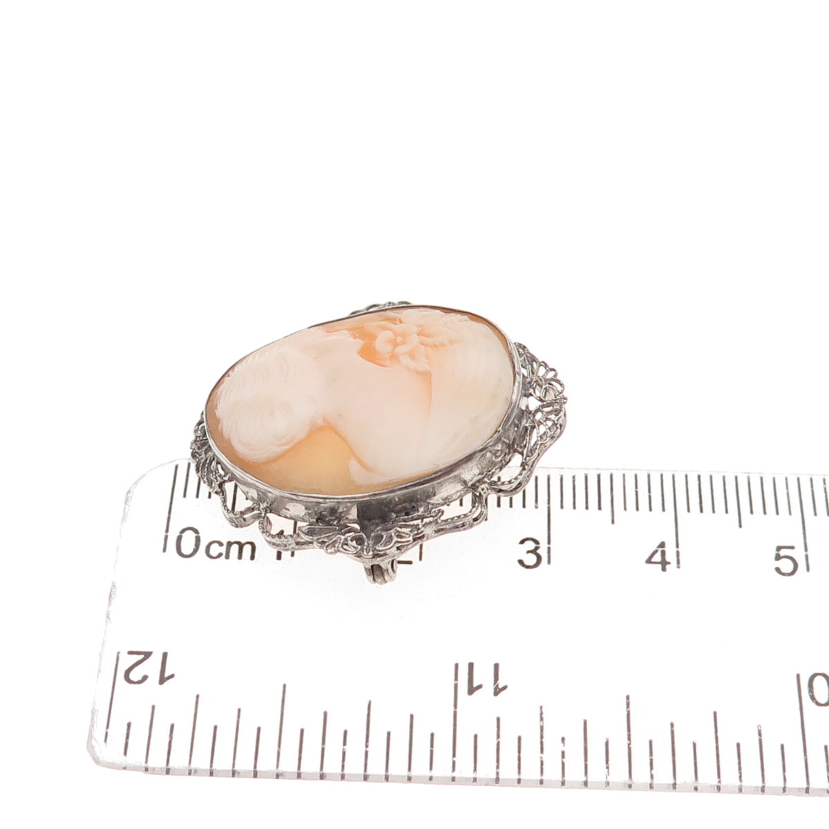 925 Sterling Silver Antique Art Deco Real MOP Lady Cameo Oxidized Pin Brooch