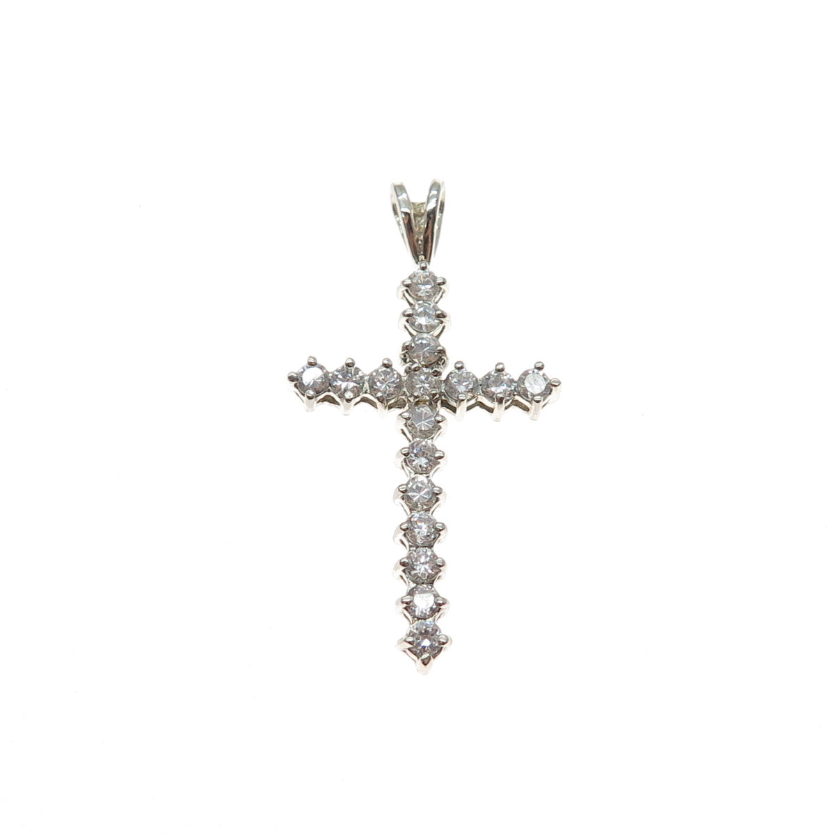 ROSS SIMONS 925 Sterling Silver Round-Cut C Z Cross Charm Pendant