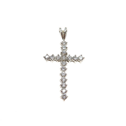 ROSS SIMONS 925 Sterling Silver Round-Cut C Z Cross Charm Pendant