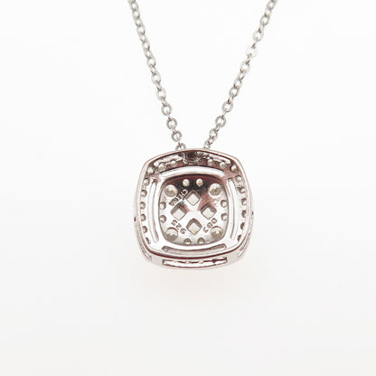 DEE BERKLE 925 Sterling Silver Round & Princess-Cut C Z Chain Necklace 16-18"