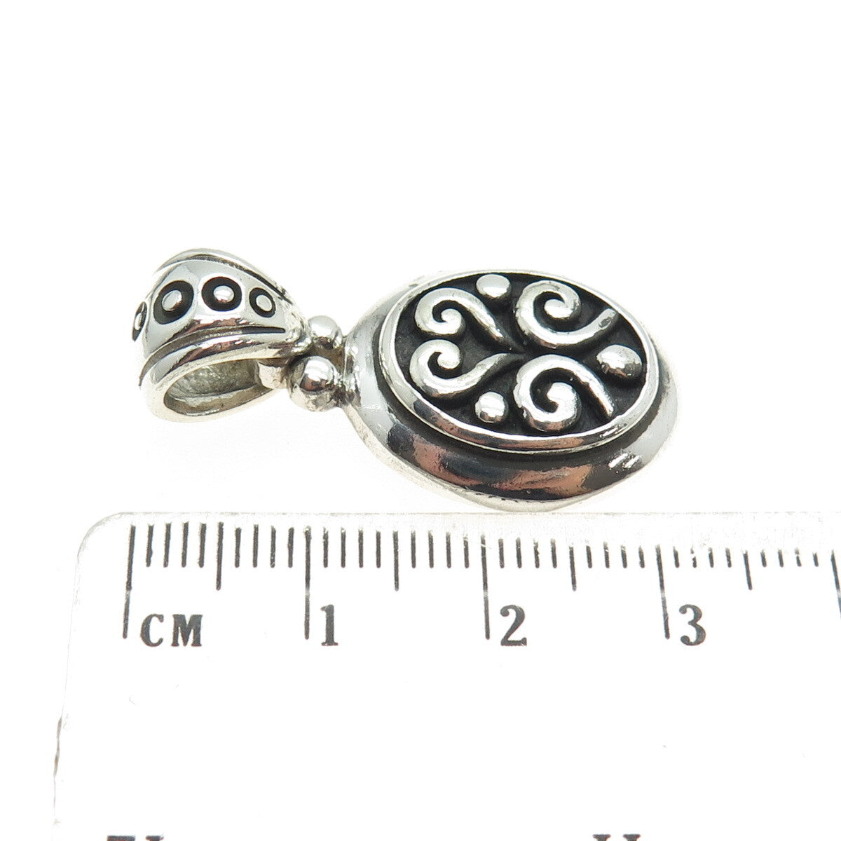 925 Sterling Silver Vintage Swirl Oxidized Pendant