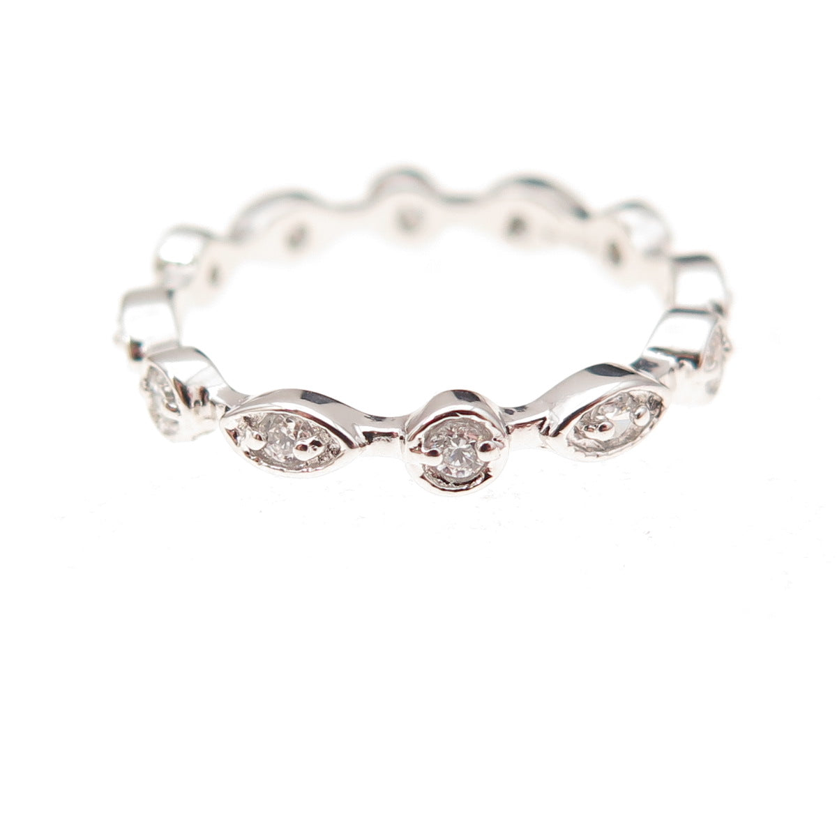 925 Sterling Silver Round-Cut C Z All Around Eternity Band Ring Size 6