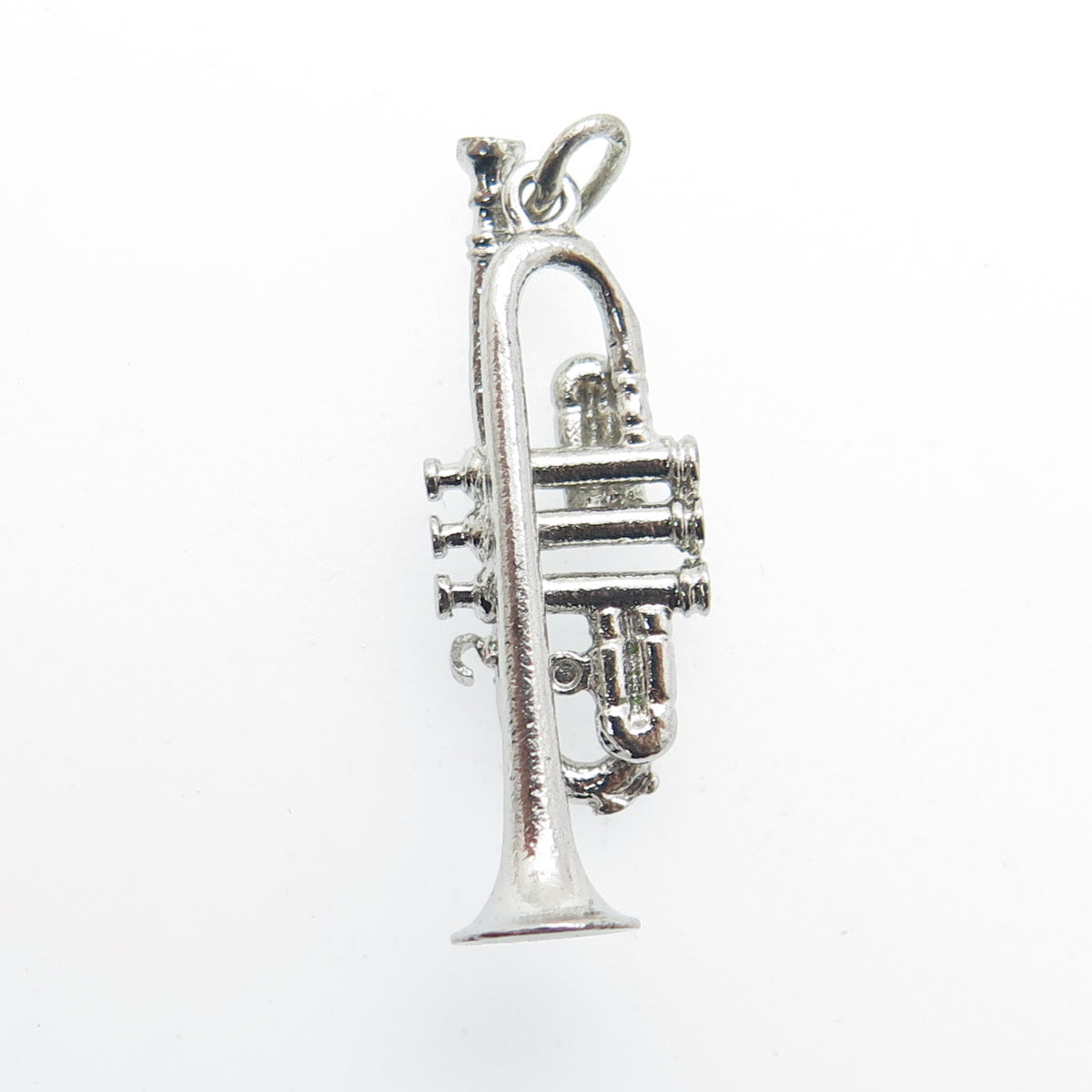 925 Sterling Silver Antique Art Deco Trumpet Musical Instrument Charm Pendant