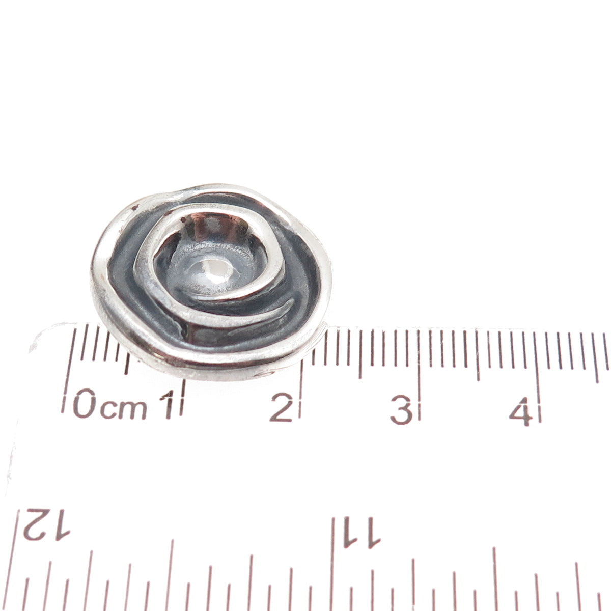925 Sterling Silver Vintage Modernist Spiral Oxidized Mini Slide Charm Pendant