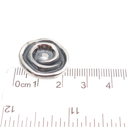 925 Sterling Silver Vintage Modernist Spiral Oxidized Mini Slide Charm Pendant