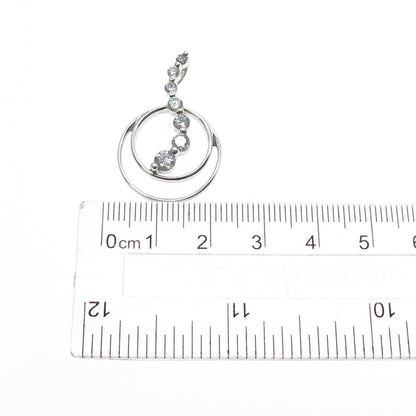 925 Sterling Silver Graduated Round-Cut C Z Multi-Circle Slide Charm Pendant