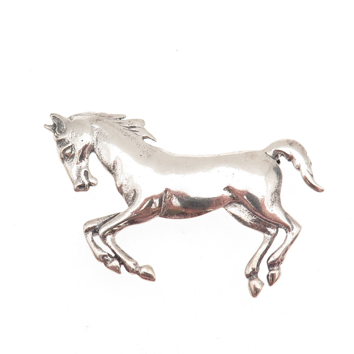 925 Sterling Silver Vintage Wild Horse Oxidized Pin Brooch