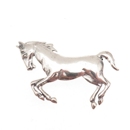925 Sterling Silver Vintage Wild Horse Oxidized Pin Brooch