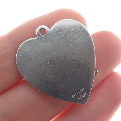 MARC MERCY 925 Sterling Silver Vintage Rhinestone "Happy Birthday" Heart Pendant