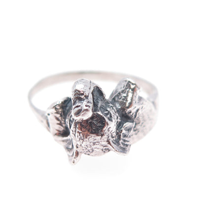 925 Sterling Silver Vintage Elephant Oxidized Ring Size 8.75