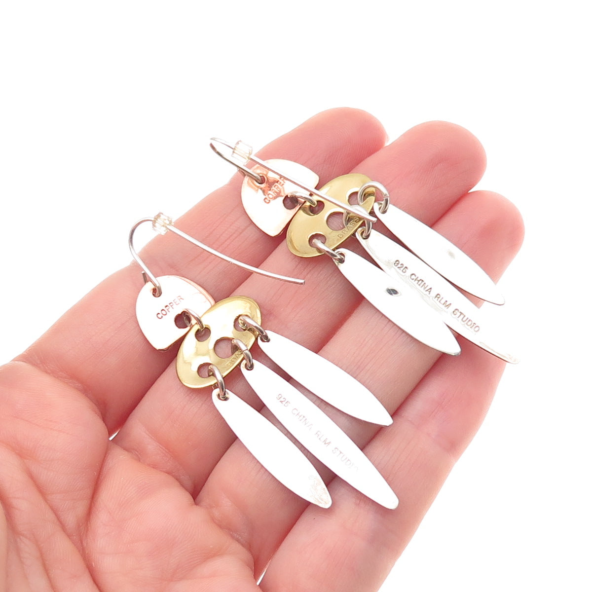 Robert Lee Morris 925 Sterling Silver 2-Tone Vintage Modernist Dangle Earrings