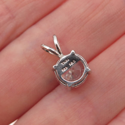 925 Sterling Silver Round-Cut C Z Mini Charm Pendant