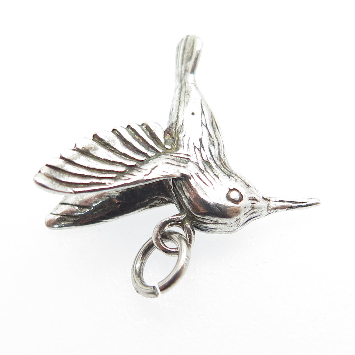 JEZLAINE 925 Sterling Silver Vintage Hummingbird 3D Charm Pendant