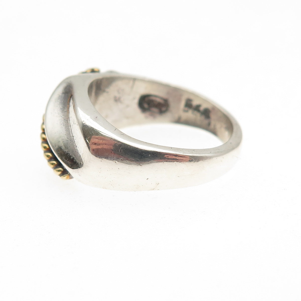 925 Sterling Silver 2-Tone Vintage Mexico Modernist Oxidized Ring Size 6