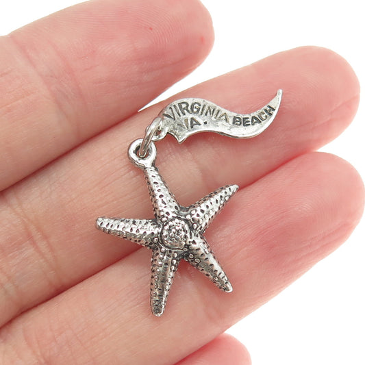 PACIFIC JEWELRY 925 Sterling Silver Vintage "Virginia Beach" Starfish 3D Pendant