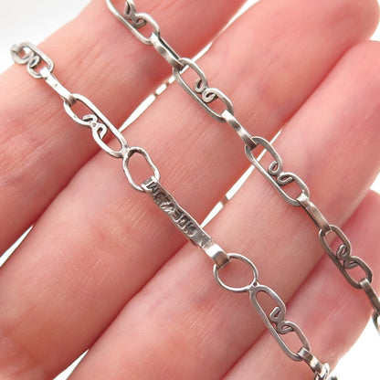 925 Sterling Silver Vintage Mexico Heart Paperclip Chain Necklace 26"