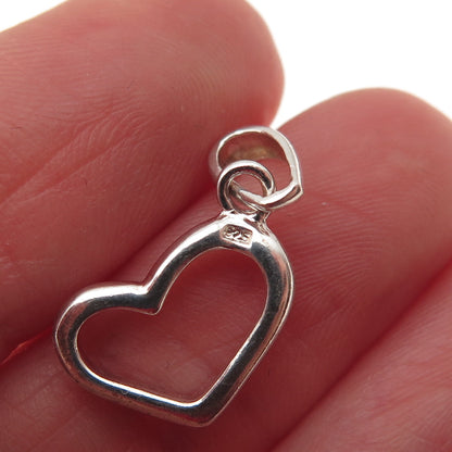 925 Sterling Silver Vintage Open Heart Mini Charm Pendant