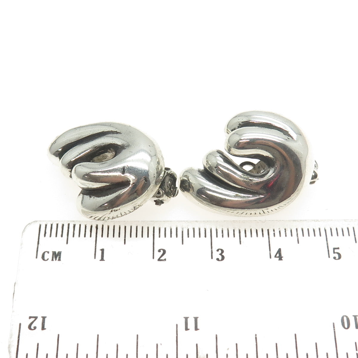 PATRICIA VON MUSULIN 925 Sterling Silver Vintage Modernist Clip On Earrings