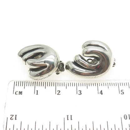 PATRICIA VON MUSULIN 925 Sterling Silver Vintage Modernist Clip On Earrings