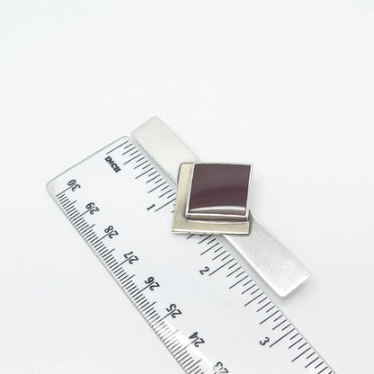 925 Sterling Silver & 14k Gold Vintage Real Carnelian Geometric Pin Brooch