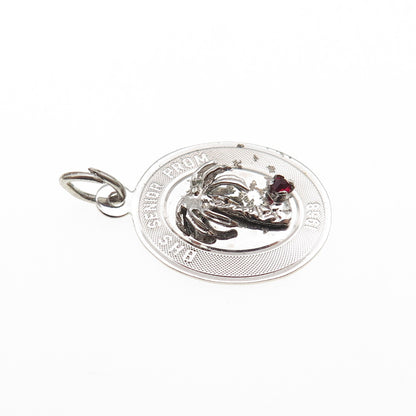 Town & Country Sterling Silver Vintage 1968 Rhinestone BHS Senior Prom Pendant