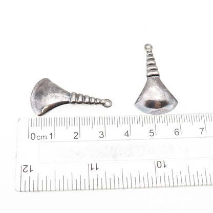 ROBERT LEE MORRIS 925 Sterling Silver Vintage Modernist Oxidized Jacket Earrings