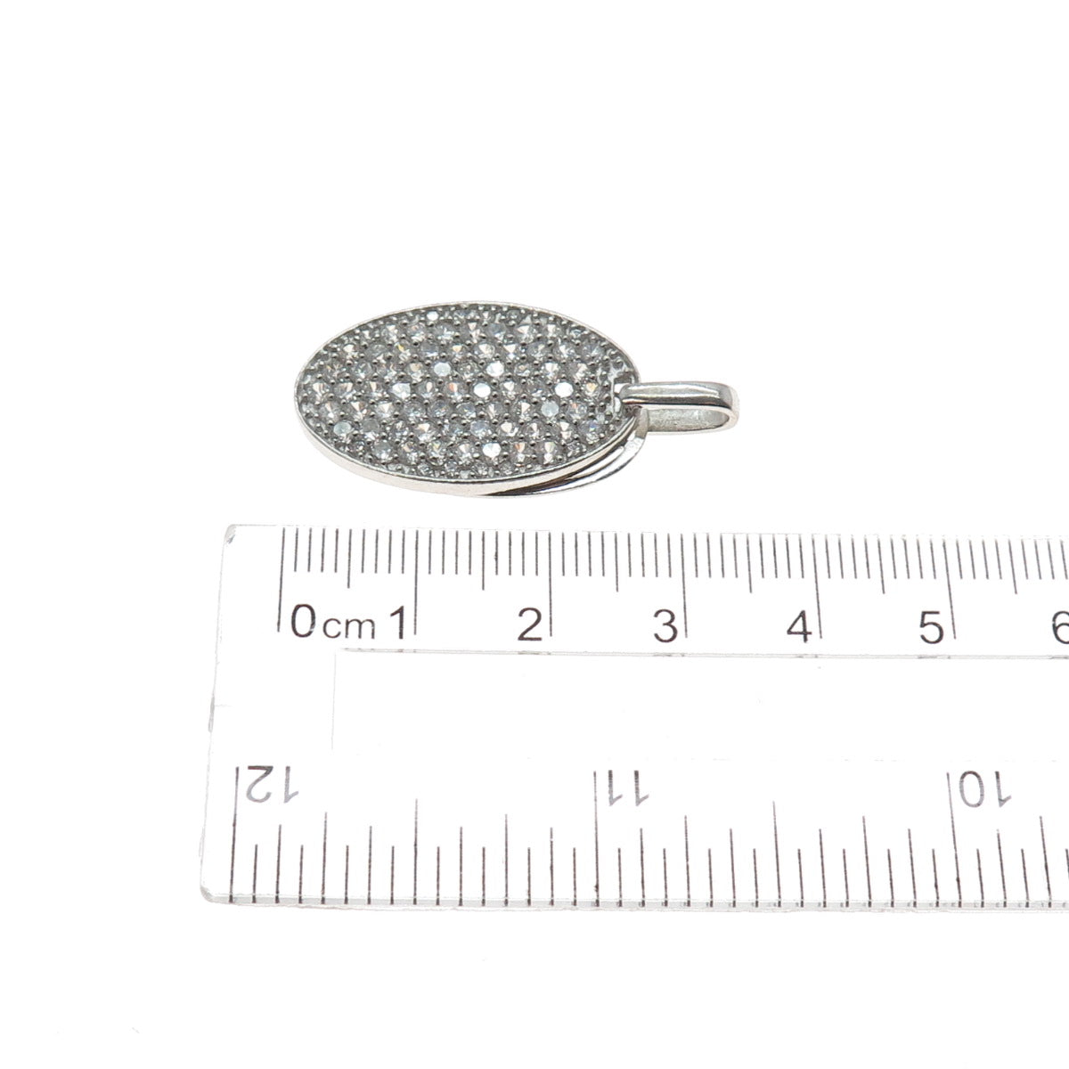 925 Sterling Silver Round-Cut C Z Ornate Slide Dual-Charm Pendant