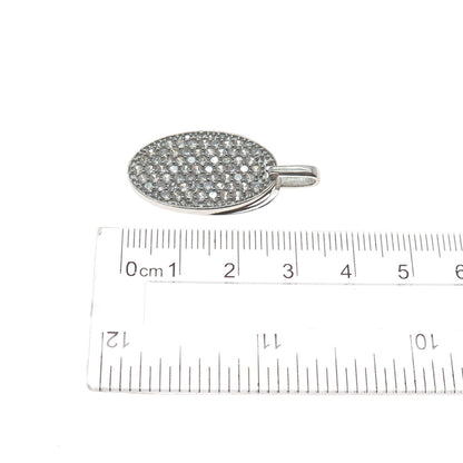 925 Sterling Silver Round-Cut C Z Ornate Slide Dual-Charm Pendant