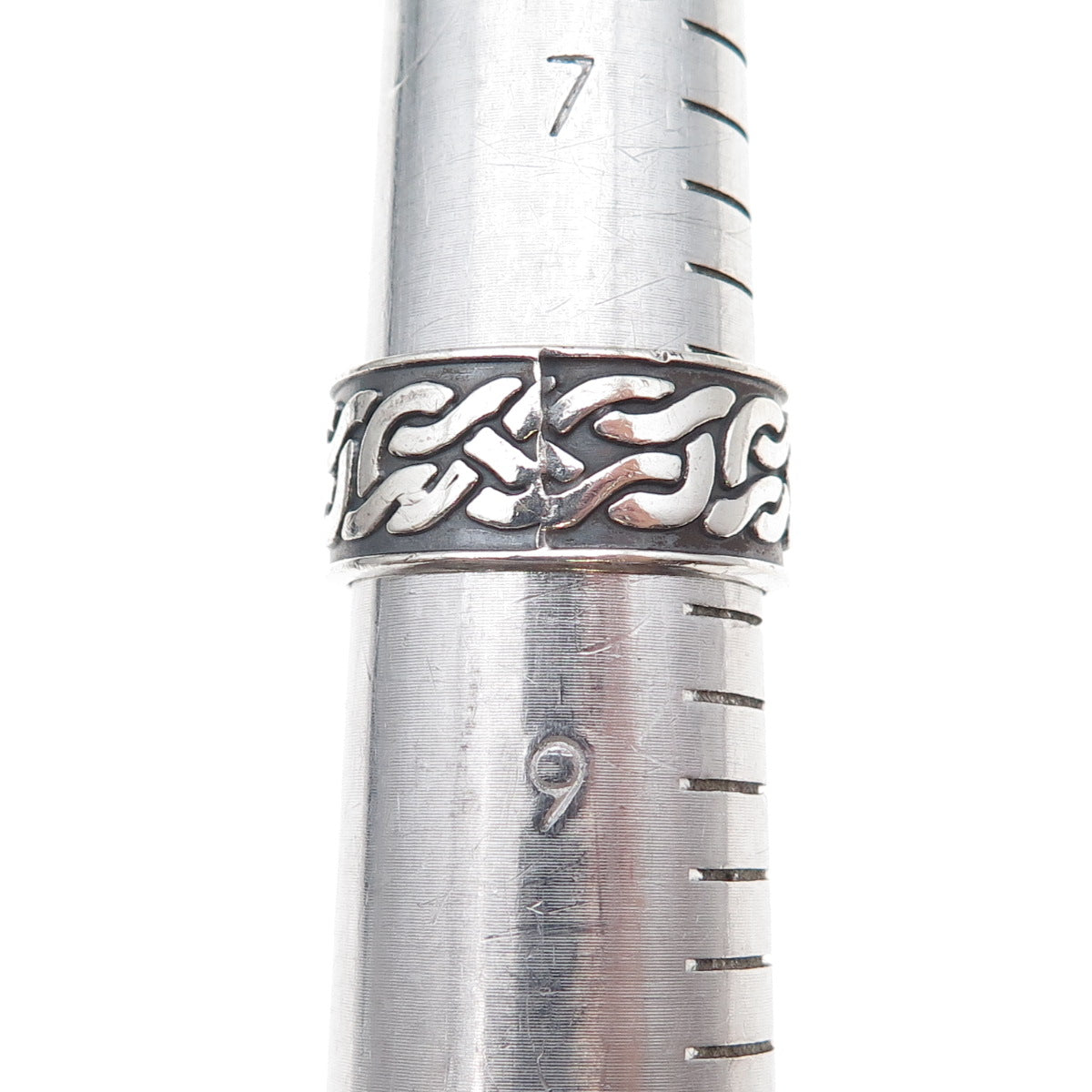 925 Sterling Silver Vintage Woven Oxidized Band Ring Size 8.5