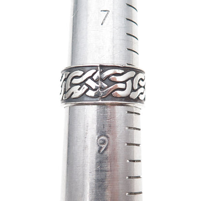 925 Sterling Silver Vintage Woven Oxidized Band Ring Size 8.5