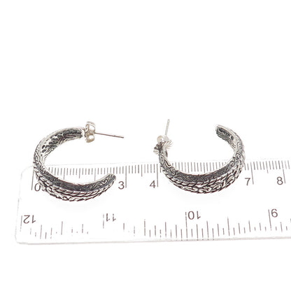 Carolyn Pollack 925 Sterling Silver Vintage Floral Ornate Hoop Earrings