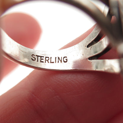 Old Pawn 925 Sterling Silver Vintage Southwestern Turquoise Tribal Ring Size 6