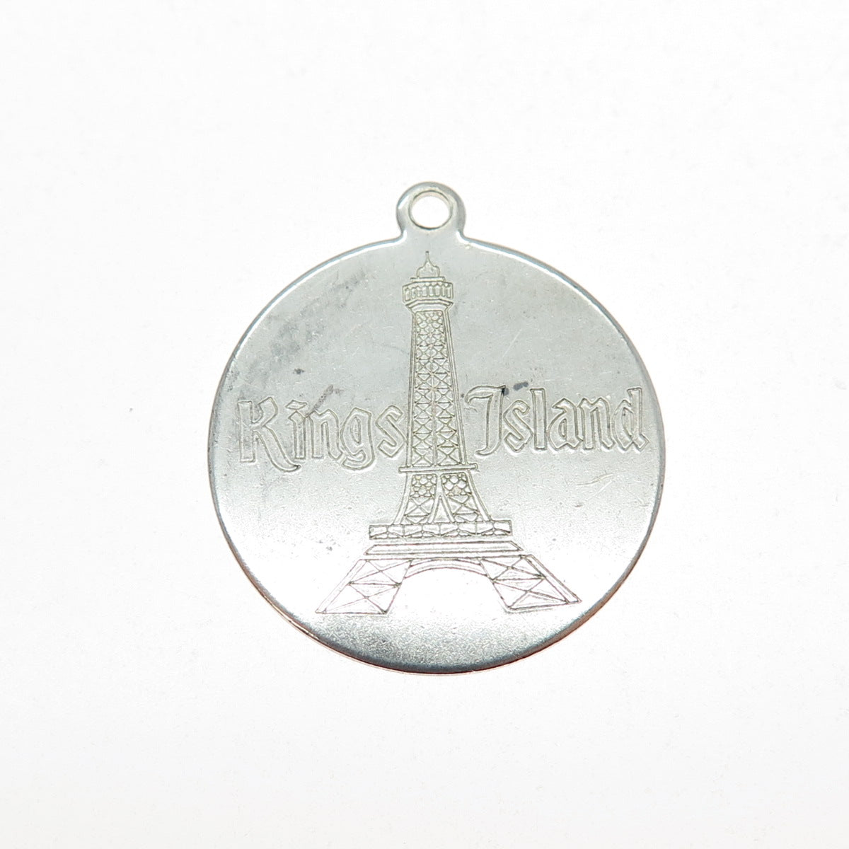 Rosecraft Sterling Silver Vintage Engraved Kings Island Round Tag Charm Pendant
